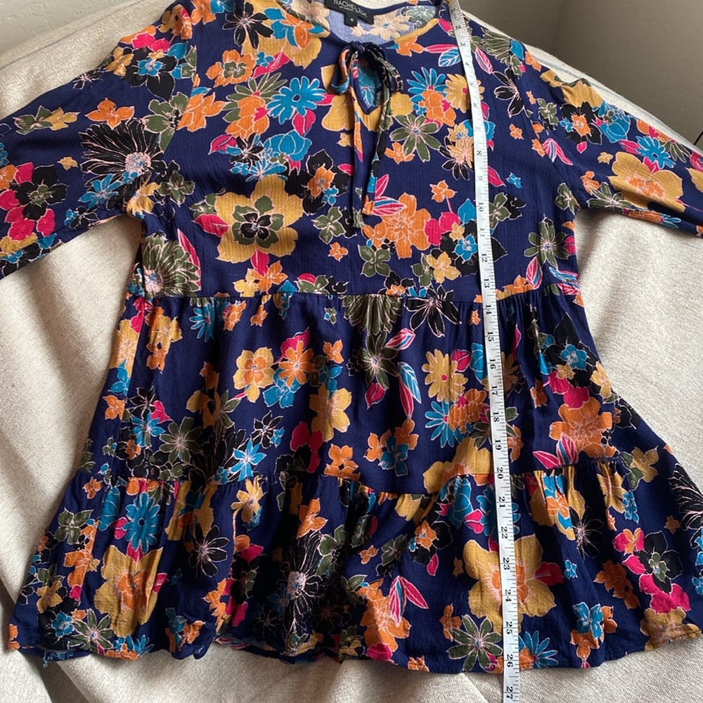 RACHEL ZOE Floral Peasant Blouse With Neck Tie - Picture 8 of 10